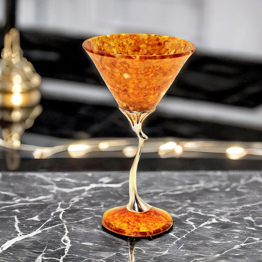 Подарочный бокал для мартини из камня (янтарь)