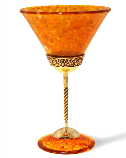 Подарочный бокал для мартини из камня (янтарь)