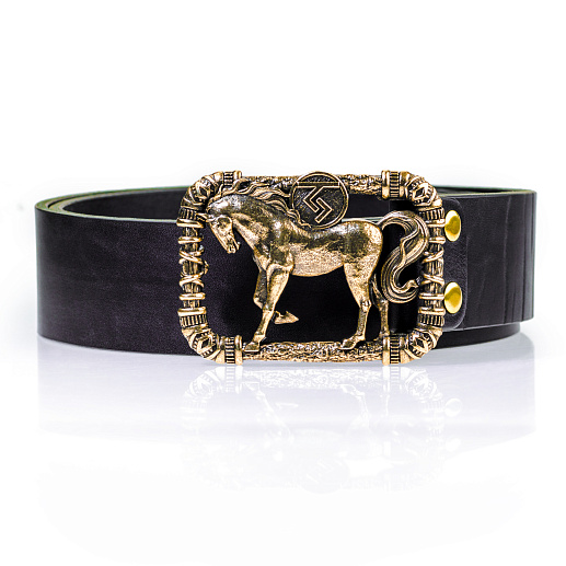Ремень кожаный с пряжкой "Чертог коня"