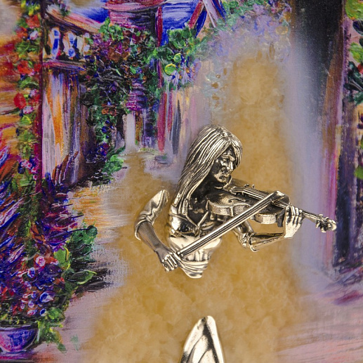 Бронзовая картина "Скрипачка. Рассвет"