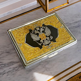 Мужской портсигар "Герб РФ"/ на 9 сигарет. Златоуст