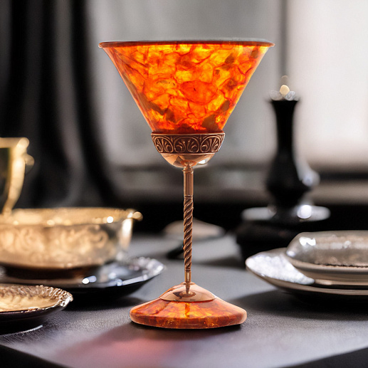 Подарочный бокал для мартини из камня (янтарь)