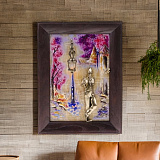 Бронзовая картина "Парень с розой. Весна" с подсветкой