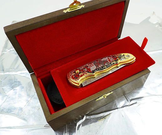 Нож складной дамасский "Волчья пара.№2 Златоуст