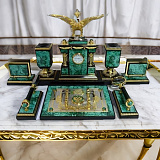 Настольный набор из малахита "Двуглавый Орел". Златоуст