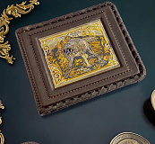 Зажим для денег кожаный "Волк". Златоуст