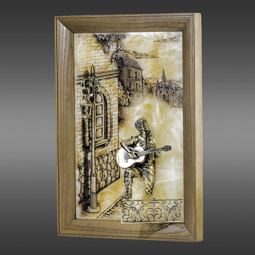 Бронзовая картина "Серенада. Парень"