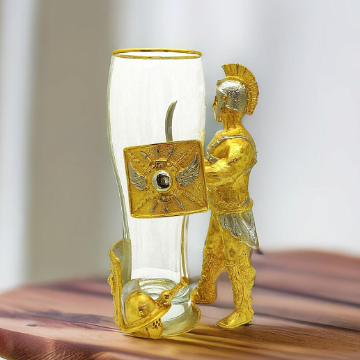 Пивной бокал "Греческий воин" позолота