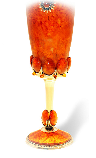 Подарочный бокал для вина из камня (янтарь)