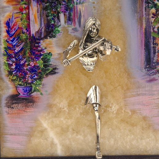 Бронзовая картина "Скрипачка. Рассвет"