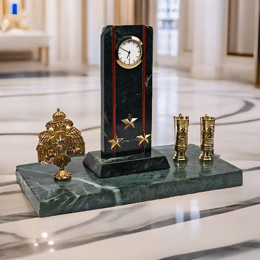 Бронзовые часы «Погон с п/п и гербом МЧС»