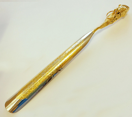 Подарочная обувная ложка "Медведь" (позолоченная). Златоуст