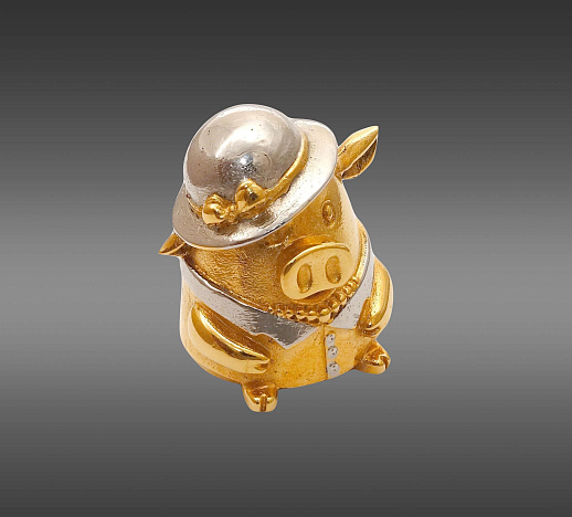 Бронзовый наперсток "Свинка леди"