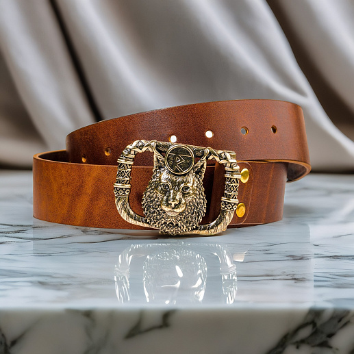 Ремень кожаный с пряжкой "Чертог раса"