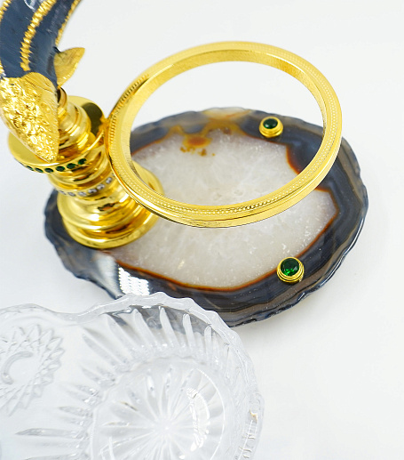 Икорница на агате "Рыба" Златоуст