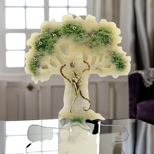 Бронзовая картина "Ева" на ониксе рисованная