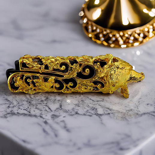 Чехол для зажигалки "Медведь" в золоте