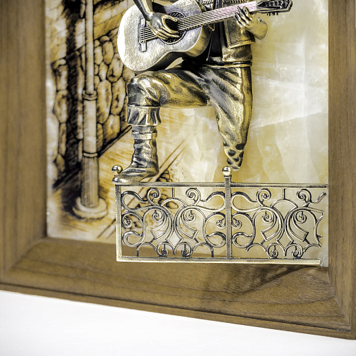 Бронзовая картина "Серенада. Парень"