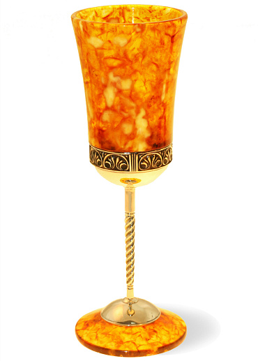 Подарочный бокал для вина из камня (янтарь)
