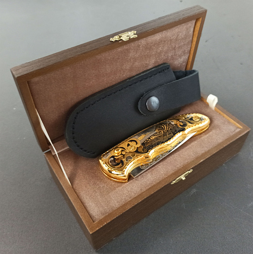 Нож складной "Тигр лежит". Златоуст