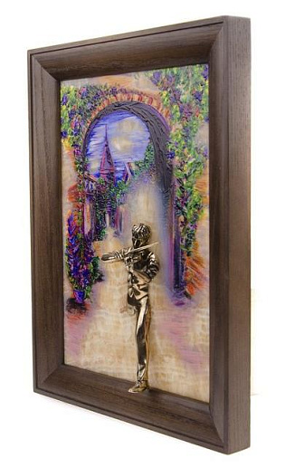 Бронзовая картина "Скрипач. Рассвет"