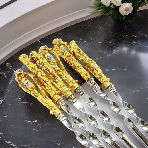 Набор шампуров "Лоза винограда". Позолота