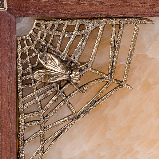 Бронзовая картина-панно на ониксе "Паук"