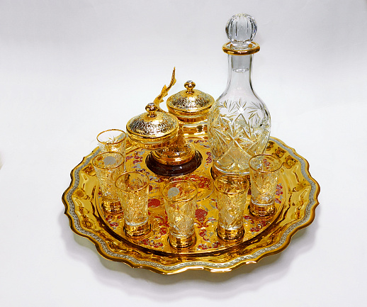 Водочный набор с икорницей. Златоуст
