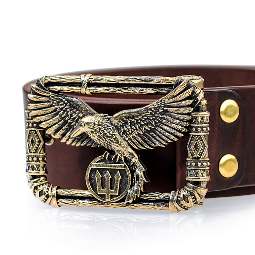 Ремень кожаный с пряжкой "Чертог ворона"