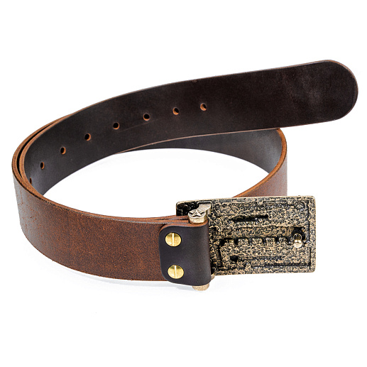 Ремень кожаный с пряжкой "Танк"