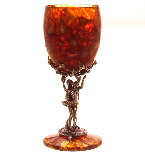 Подарочный бокал для вина из камня (янтарь)