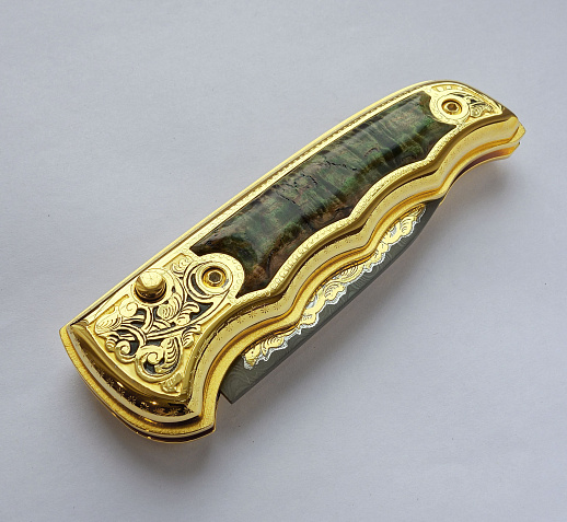 Нож складной дамасский "Орнамент" купить с доставкой Нож складной дамасский "Орнамент"