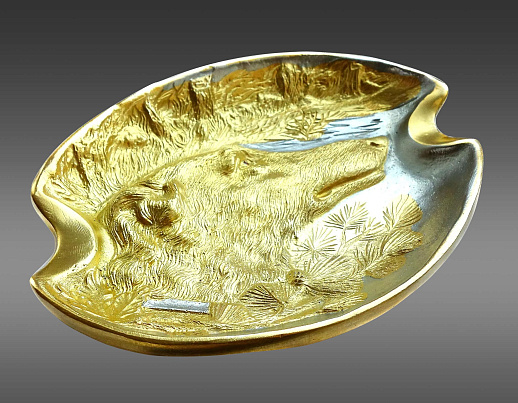 Пепельница "Собака". Позолоченная