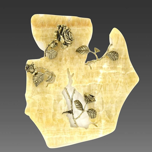 Бронзовая картина на ониксе "Роза(средняя)"