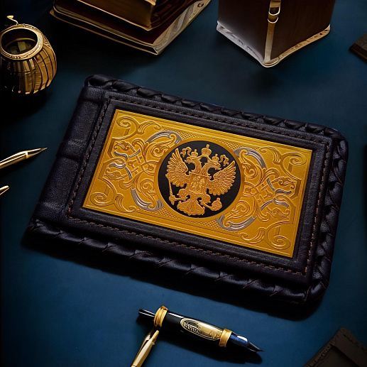 Кожаная визитница "Герб РФ" №3. Златоуст