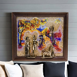 Бронзовая ключница настенная "Вечерняя прогулка. Мост" с подсветкой