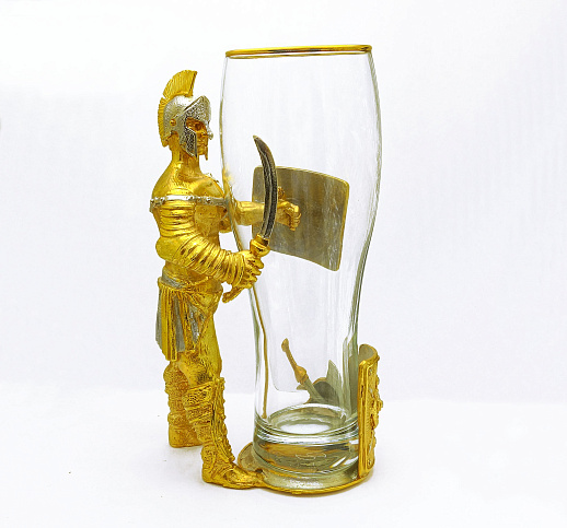 Пивной бокал "Греческий воин" позолота