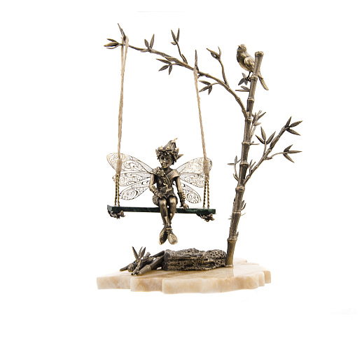 Бронзовая композиция "Эльф на качелях"