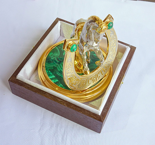 Подкова на счастье "Малахит". Златоуст купить с доставкой Подкова на счастье "Малахит". Златоуст