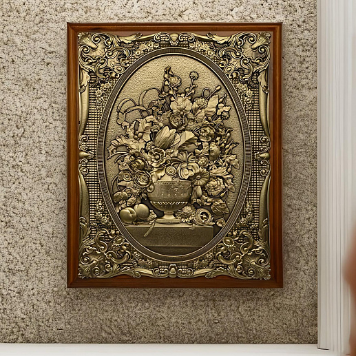 Деревянная ключница настенная "Цветы в вазе" малая