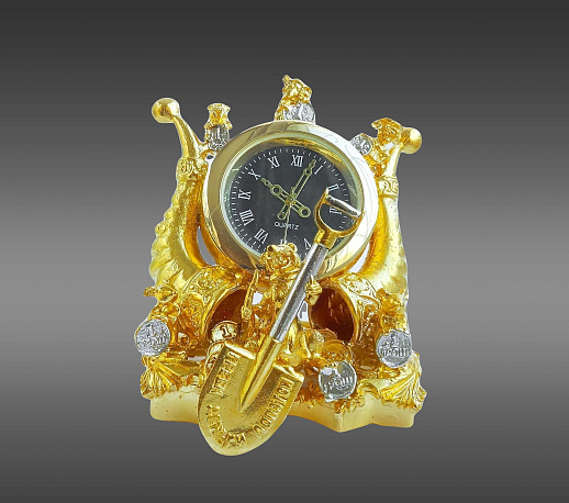 Сувенирные часы "Грош цена" в золоте