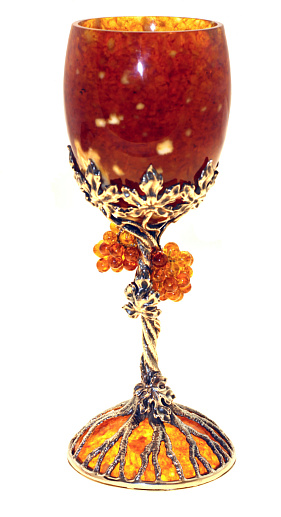 Подарочный бокал для вина из камня (янтарь)