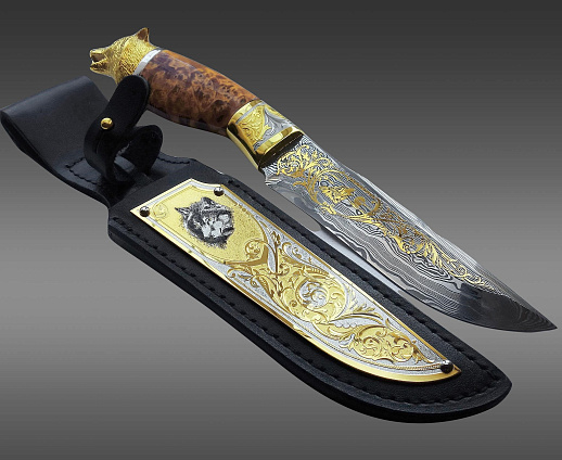 Нож "Волк" №8 /дамаск/. Златоуст