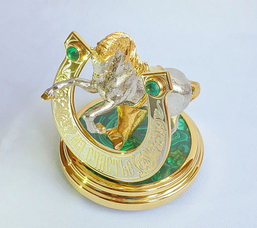 Подкова на счастье "Малахит". Златоуст купить с доставкой Подкова на счастье "Малахит". Златоуст