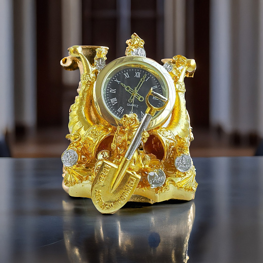 Сувенирные часы "Грош цена" в золоте