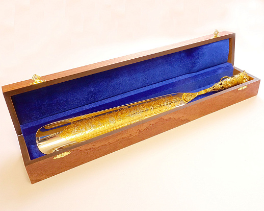 Декоративная обувная ложка "Сова". Позолоченная