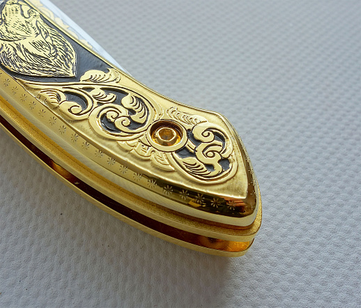 Нож складной "Волк и луна". Златоуст