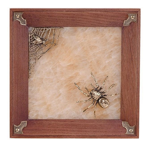 Бронзовая картина-панно на ониксе "Паук"