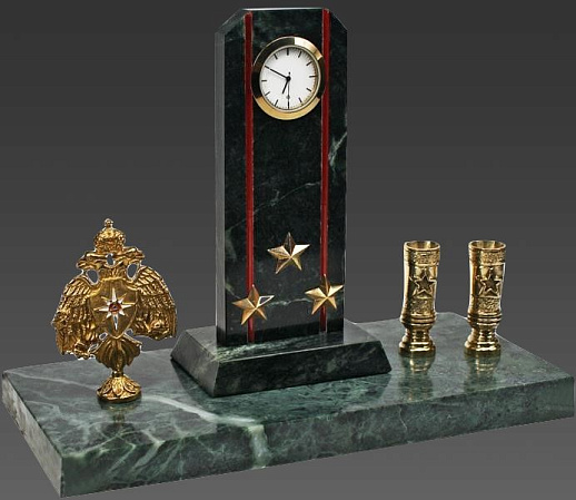 Бронзовые часы «Погон с п/п и гербом МЧС»