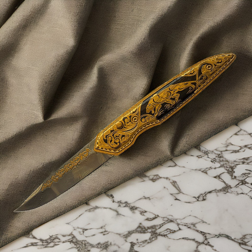 Нож складной дамасский "Пантера"